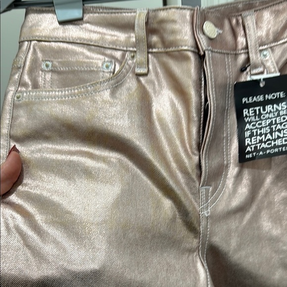 NWT GRLFRND Karolina Pink Metallic Skinny Jeans Size 27 Festival Disco Luxury - Picture 3 of 16